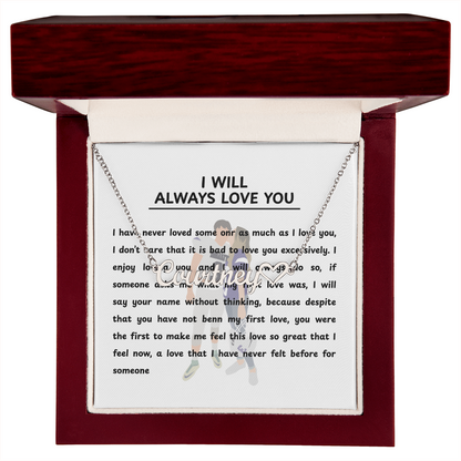 Personalized I Will Always Love You Heart Name Necklace