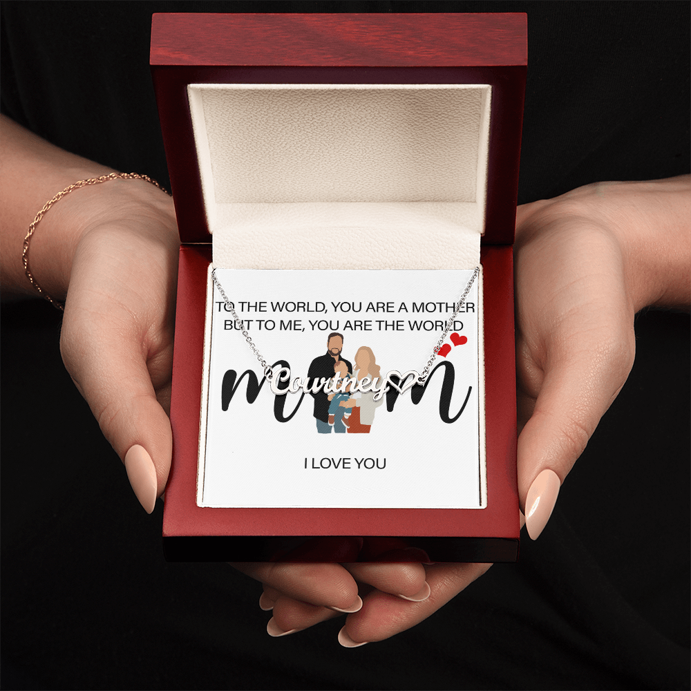 Personalized Mom I Love You Heart Name Necklace