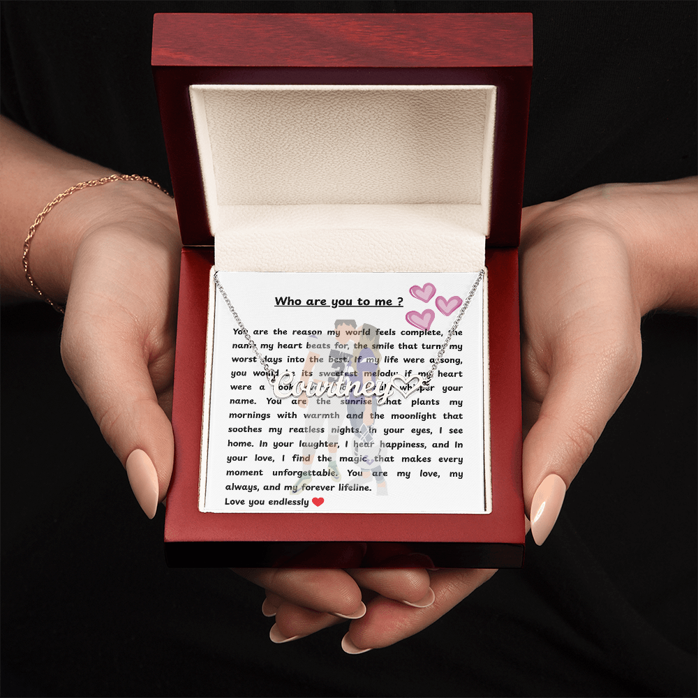 Personalized Who Are You To Me Heart Name Necklace