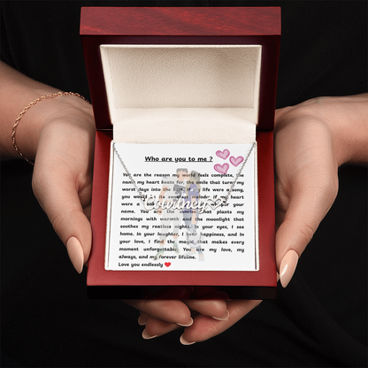 Personalized Who Are You To Me Heart Name Necklace