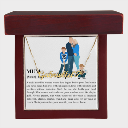 Personalized Mum Heart Name Necklace
