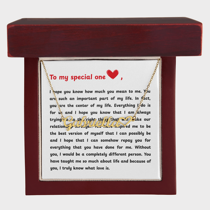 Personalized To My Special One Heart Name Necklace