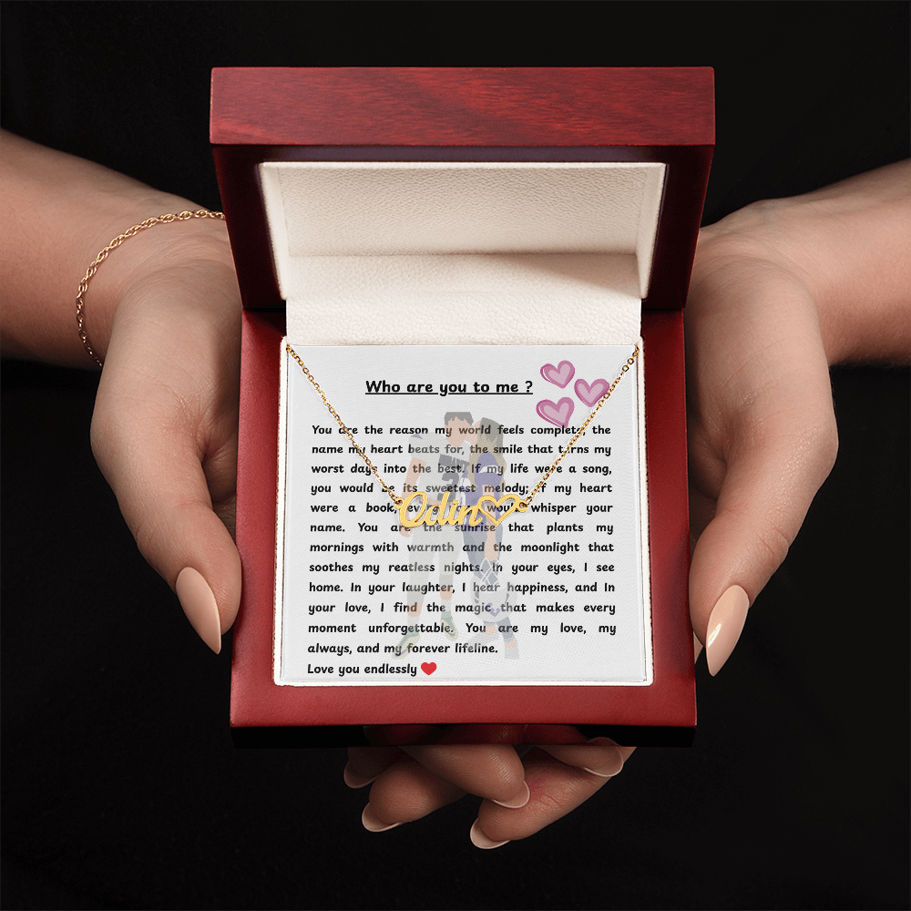 Personalized Who Are You To Me Heart Name Necklace