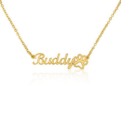 Non-Message Card Paw Print Name Necklace