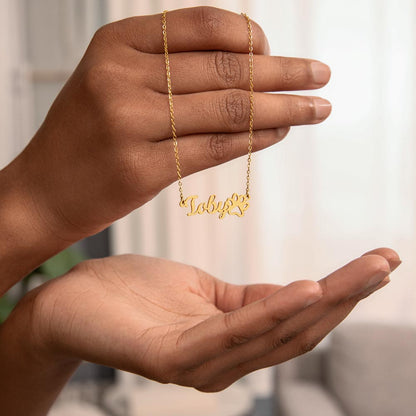 Non-Message Card Paw Print Name Necklace
