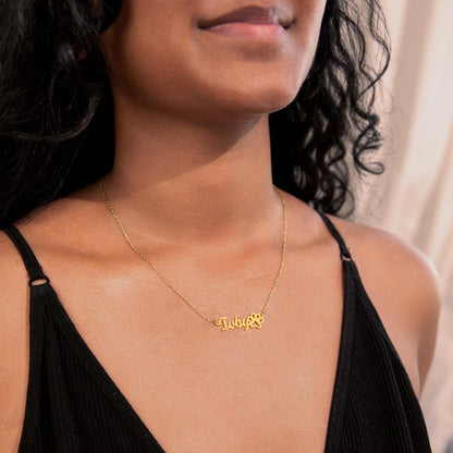 Non-Message Card Paw Print Name Necklace
