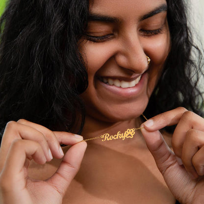 Non-Message Card Paw Print Name Necklace