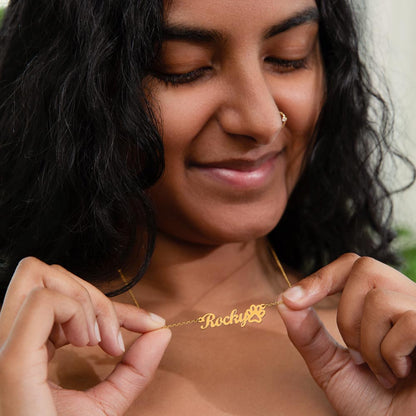 Non-Message Card Paw Print Name Necklace