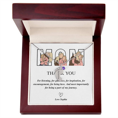 Personalized Thank You Mom  Engraved Baby Feet Necklace with Birthstone