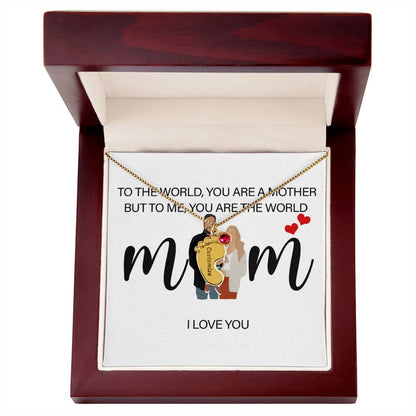 Personalized Mom I Love You  Engraved Baby Feet Necklace with Birthstone