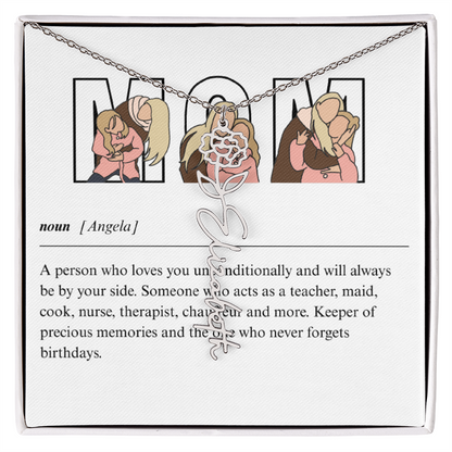 Personalized Mom Flower Name Necklace