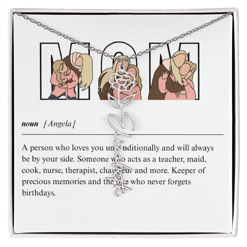 Personalized Mom Flower Name Necklace