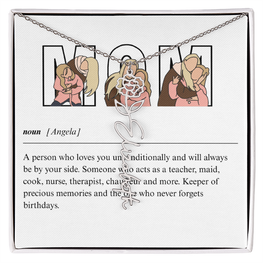 Personalized Mom Flower Name Necklace