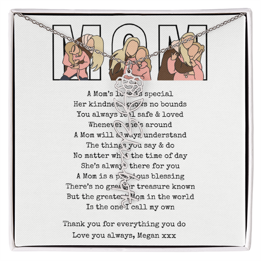 Personalized Mom Flower Name Necklace