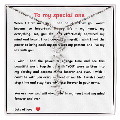 Personalized To My Special One Flower Name Necklace