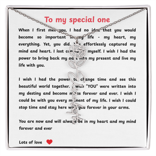 Personalized To My Special One Flower Name Necklace