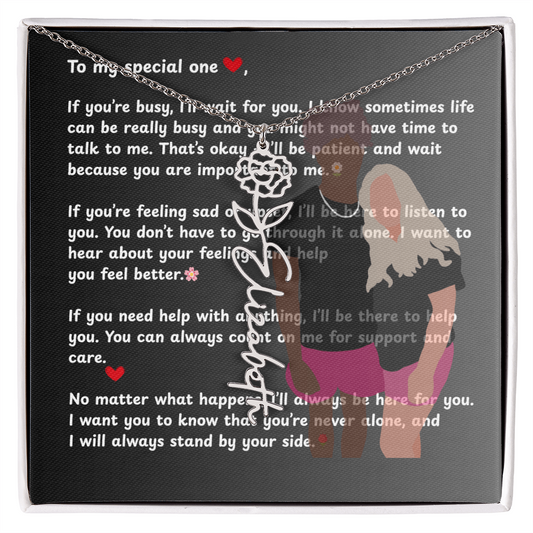 Personalized To My Special One Flower Name Necklace