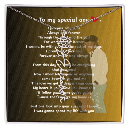 Personalized To My Special One Flower Name Necklace