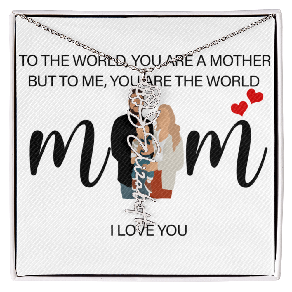 Personalized Mom Flower Name Necklace