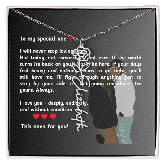Personalized This One's For You Flower Name Necklace