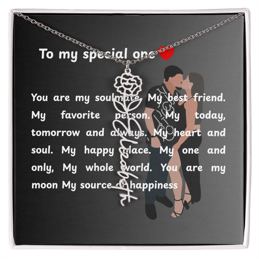 Personalized To My Special One Flower Name Necklace