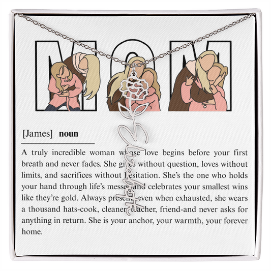 Personalized Mom Flower Name Necklace