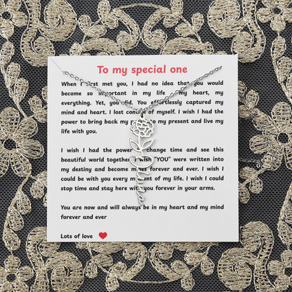 Personalized To My Special One Flower Name Necklace