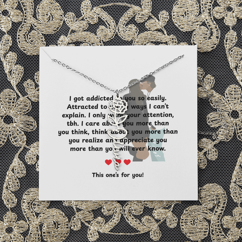 Personalized This One's For You Flower Name Necklace