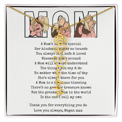 Personalized Mom Flower Name Necklace