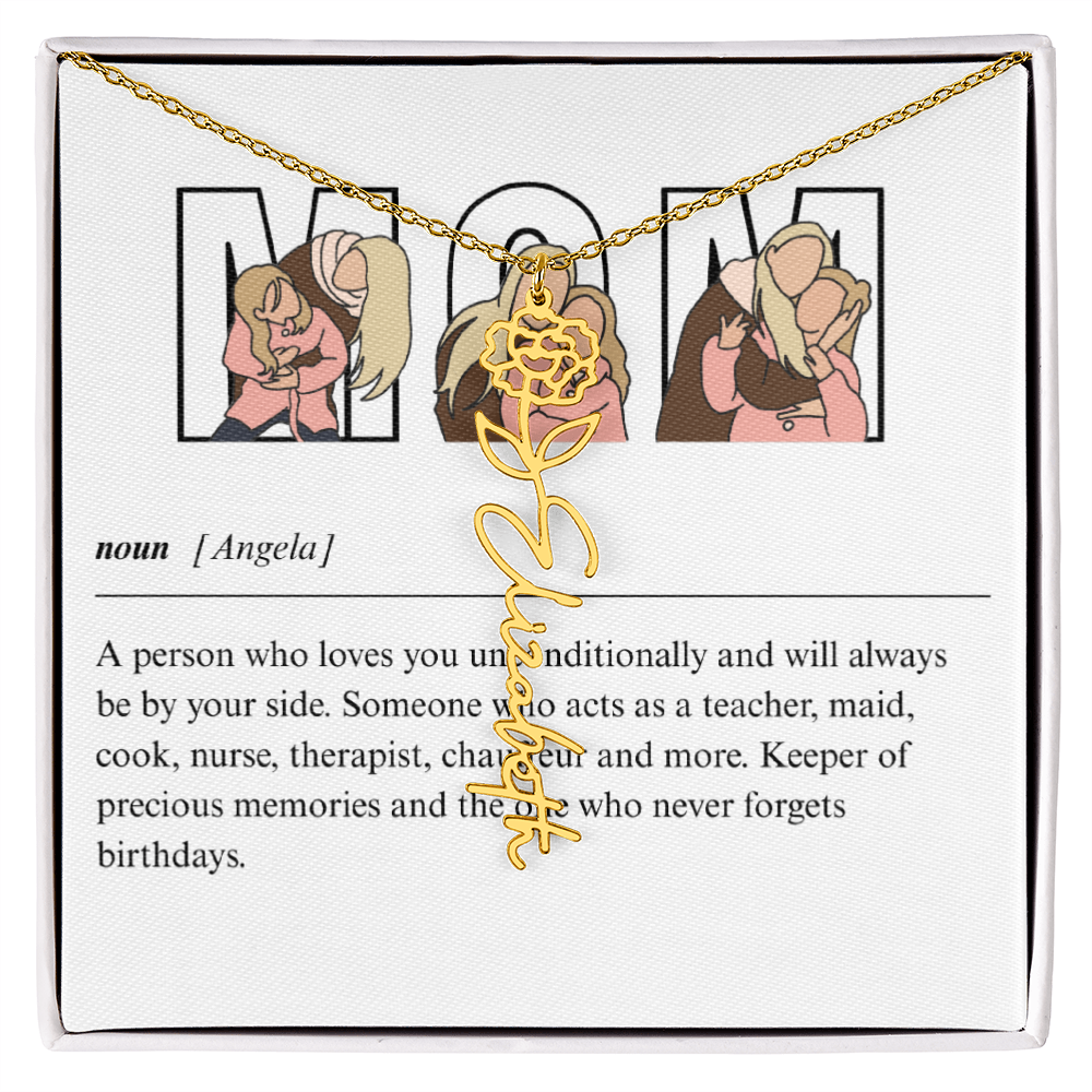 Personalized Mom Flower Name Necklace