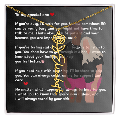 Personalized To My Special One Flower Name Necklace