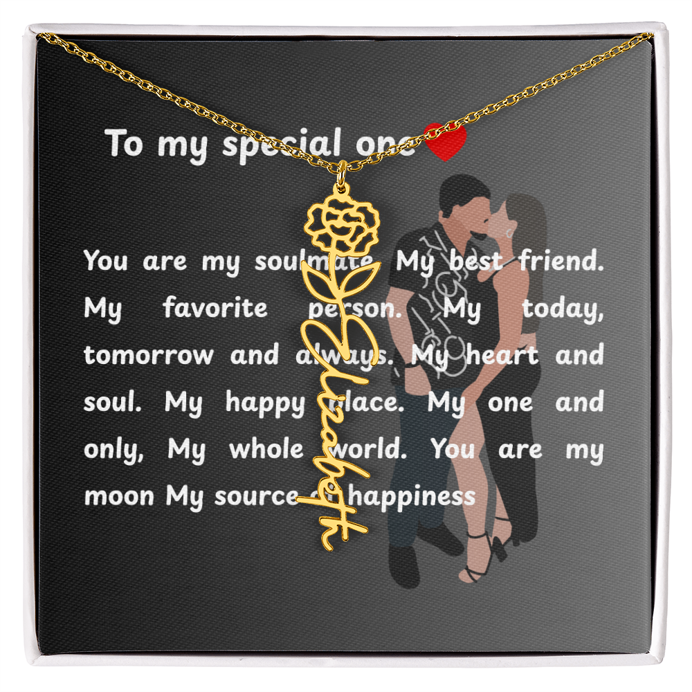 Personalized To My Special One Flower Name Necklace
