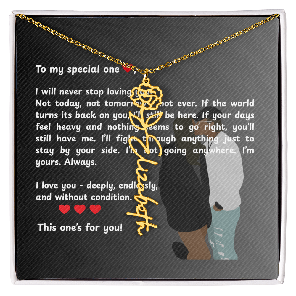 Personalized This One's For You Flower Name Necklace