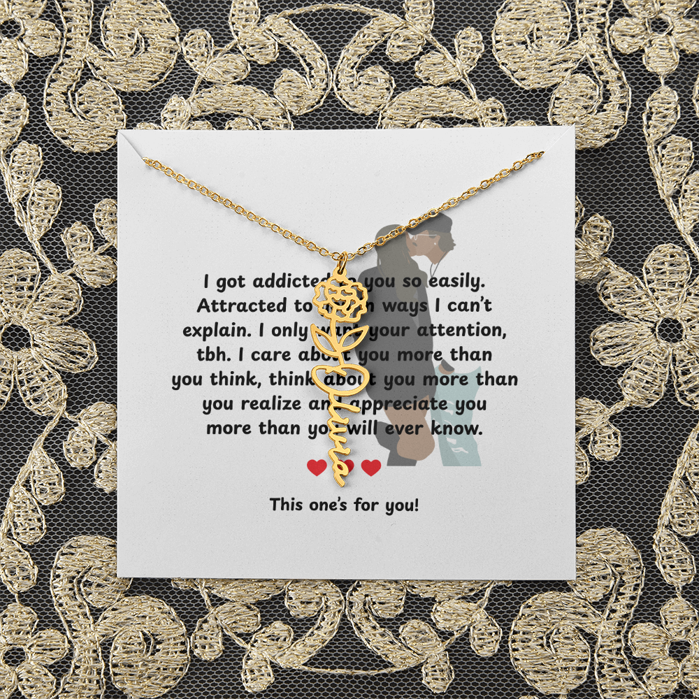 Personalized This One's For You Flower Name Necklace
