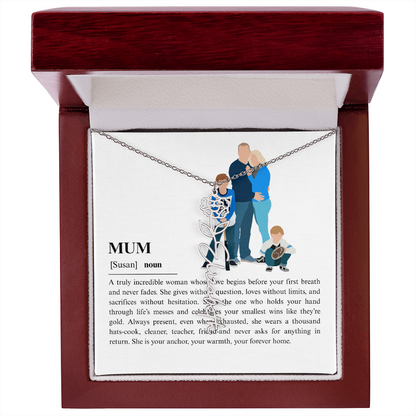 Personalized Mum Flower Name Necklace