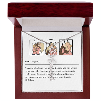 Personalized Mom Flower Name Necklace
