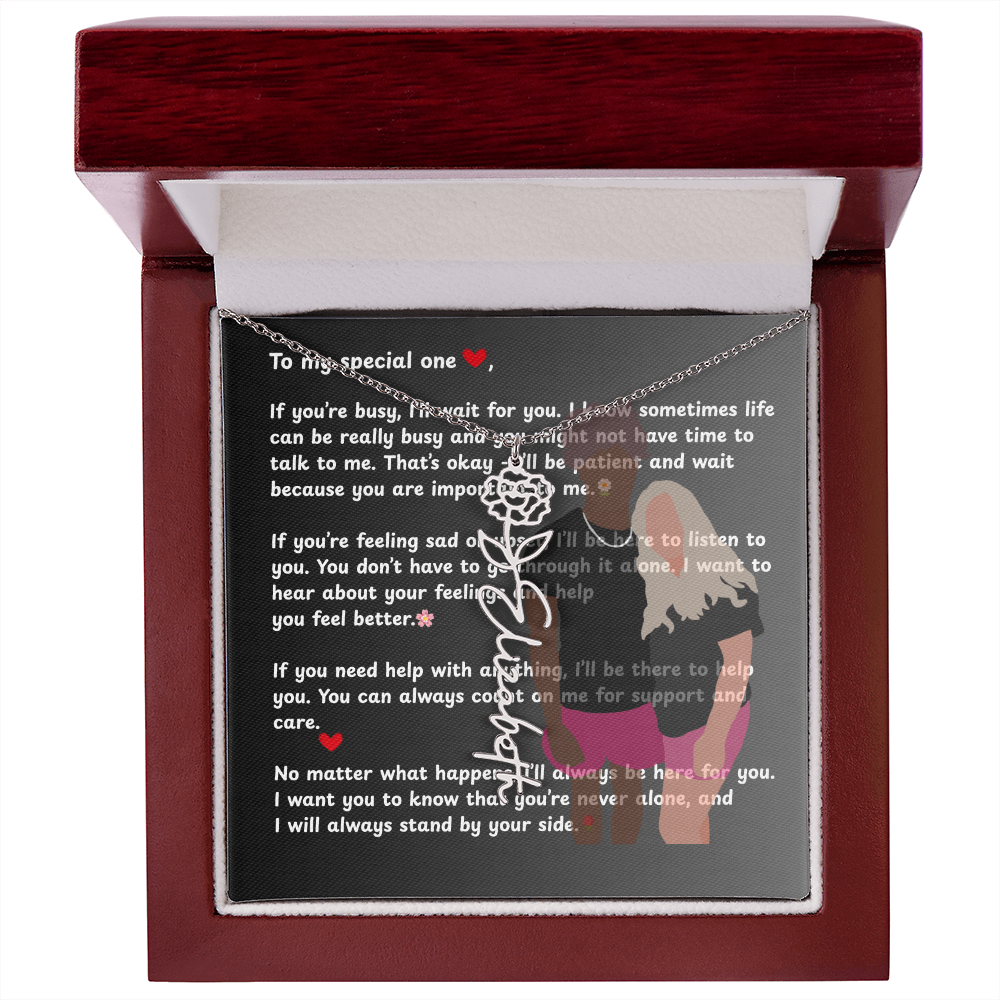 Personalized To My Special One Flower Name Necklace