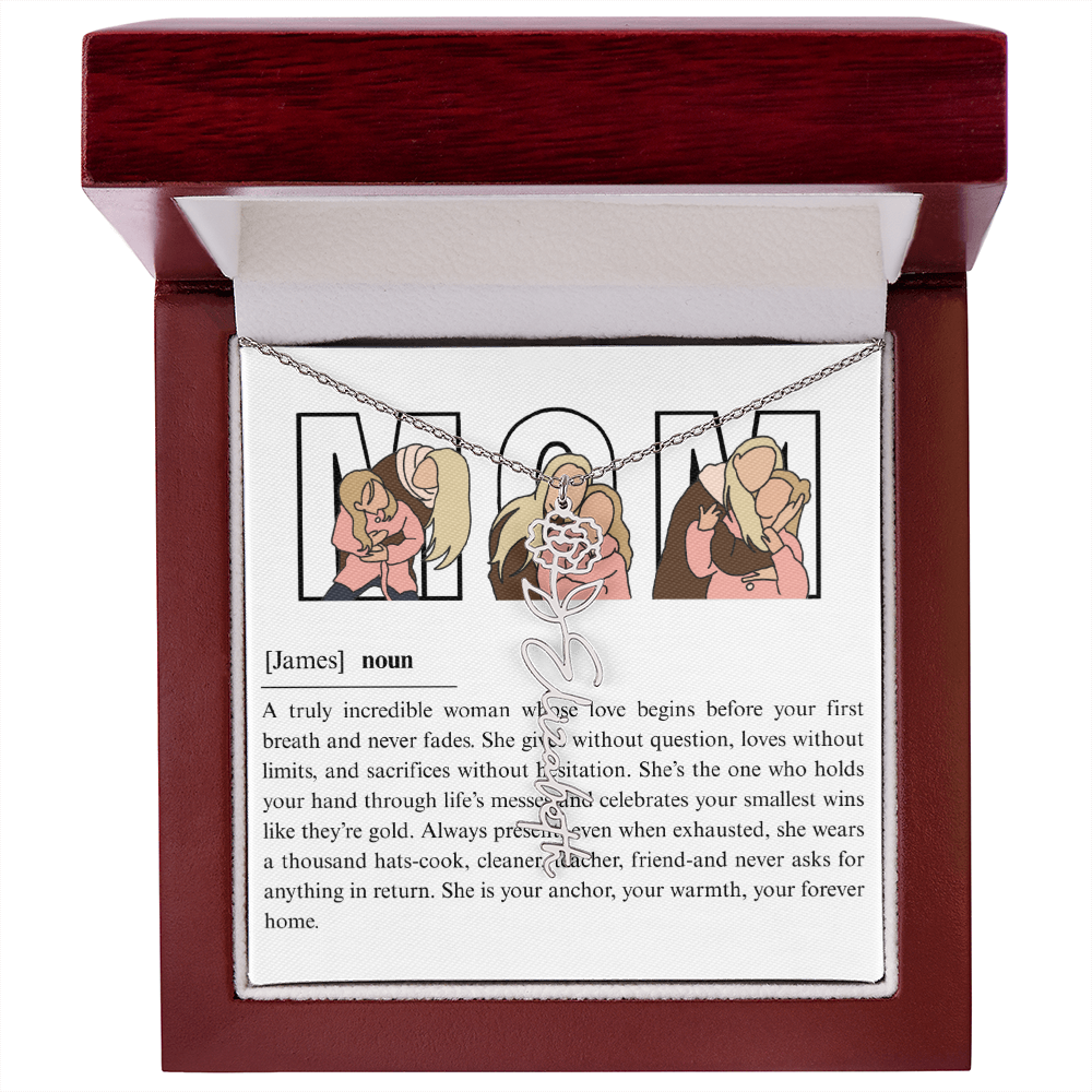 Personalized Mom Flower Name Necklace