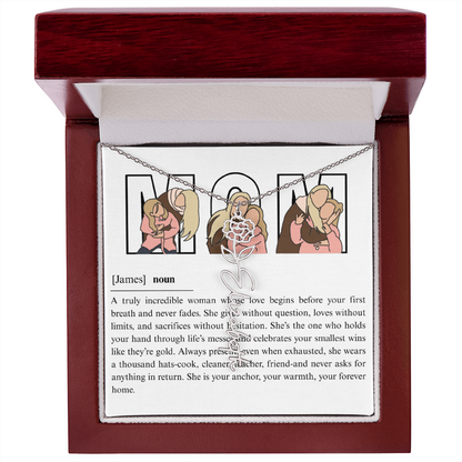 Personalized Mom Flower Name Necklace