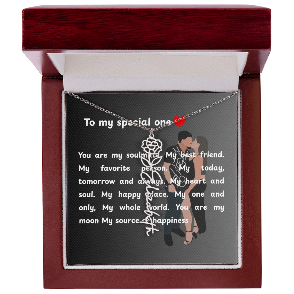 Personalized To My Special One Flower Name Necklace
