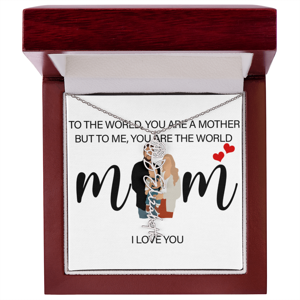 Personalized Mom Flower Name Necklace