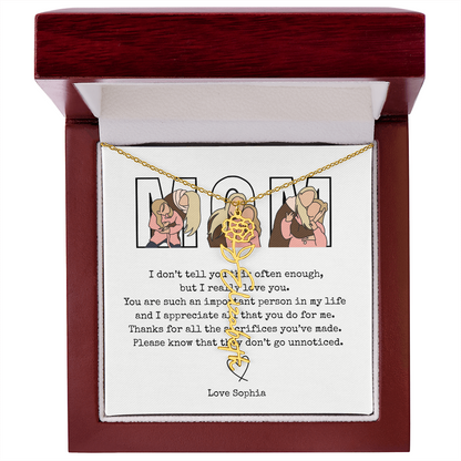 Personalized Mom Flower Name Necklace