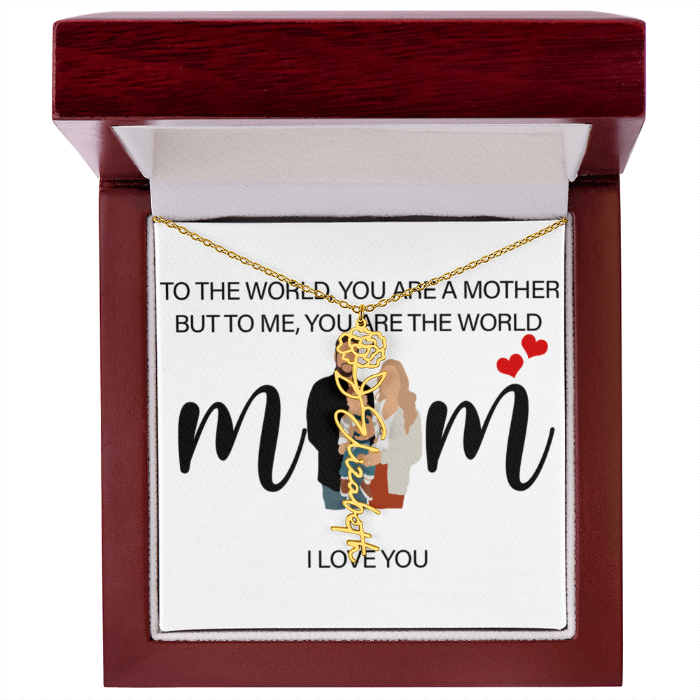 Personalized Mom Flower Name Necklace