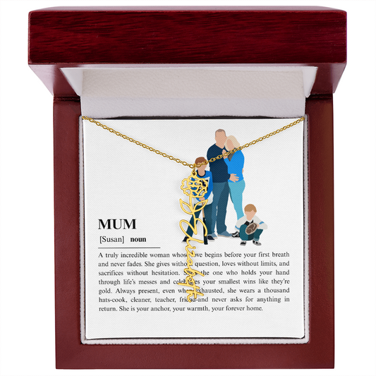 Personalized Mum Flower Name Necklace