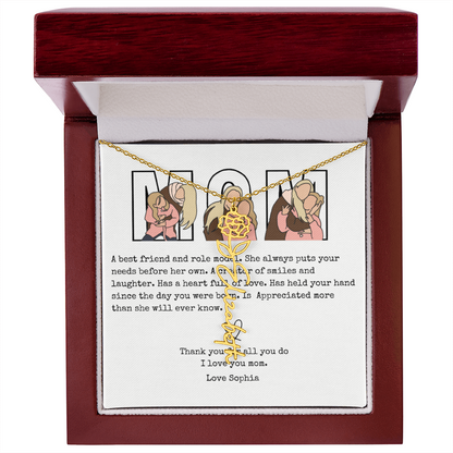 Personalized Mom Flower Name Necklace