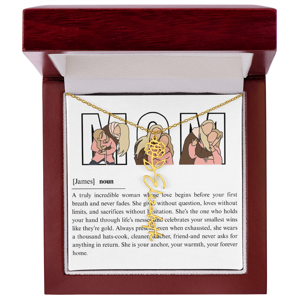 Personalized Mom Flower Name Necklace