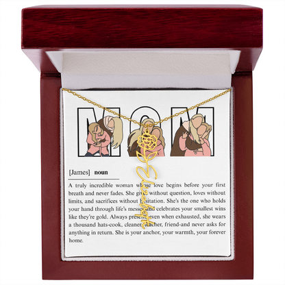 Personalized Mom Flower Name Necklace