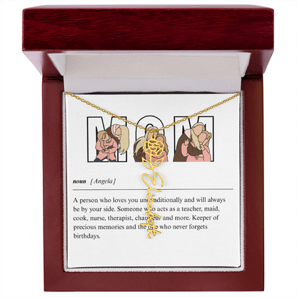 Personalized Mom Flower Name Necklace