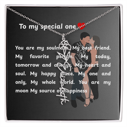 Personalized To My Special One Flower Name Necklace