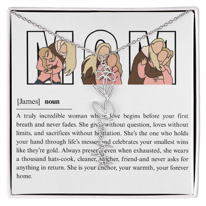 Personalized Mom Flower Name Necklace